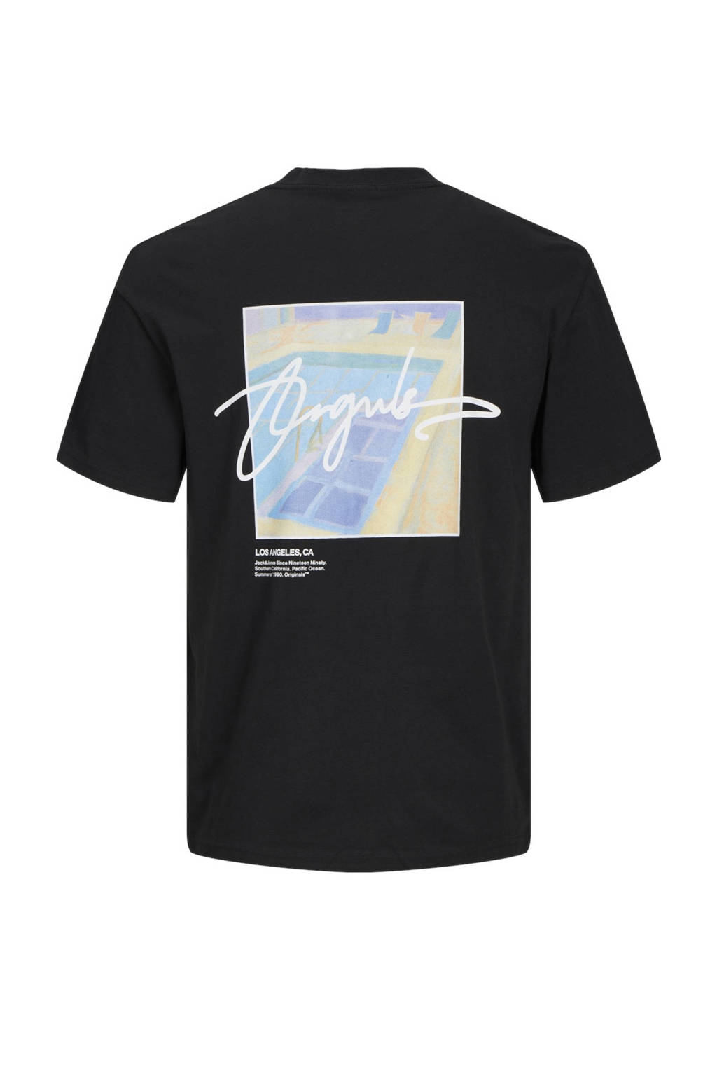 JACK & JONES T-shirt JORARUBA LANDSCAPE met backprint zwart