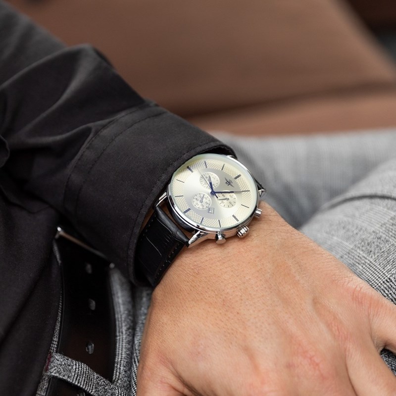 Montre Homme M. JOHN bracelet Cuir Noir