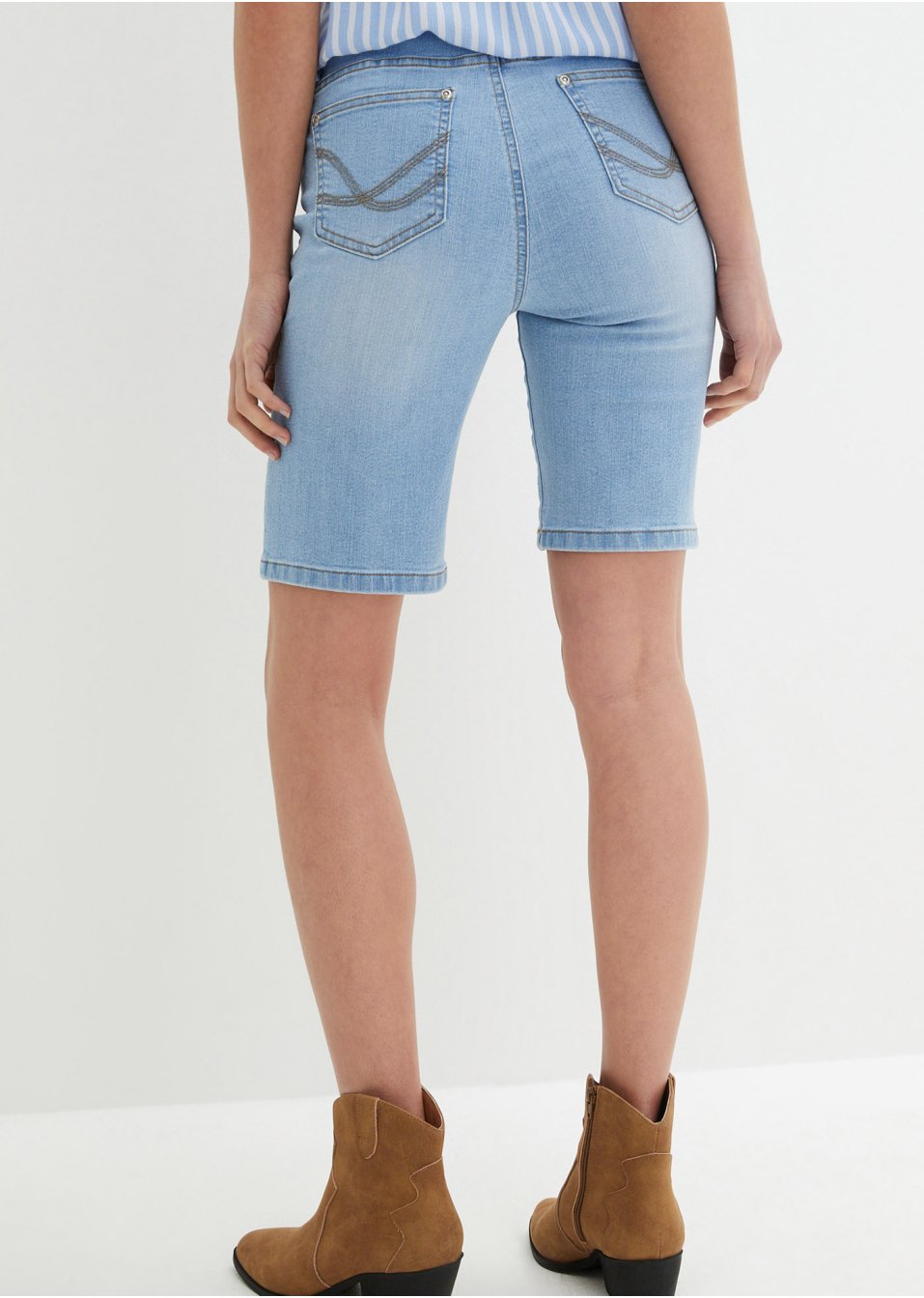 Bermuda en jean confort stretch avec cordon