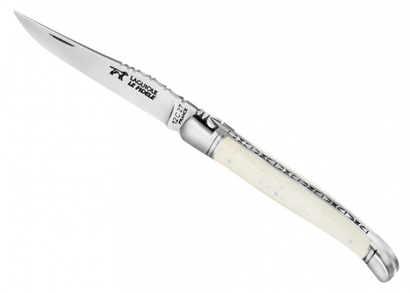 Couteau Laguiole avec un manche en Os de vache et mitres inox