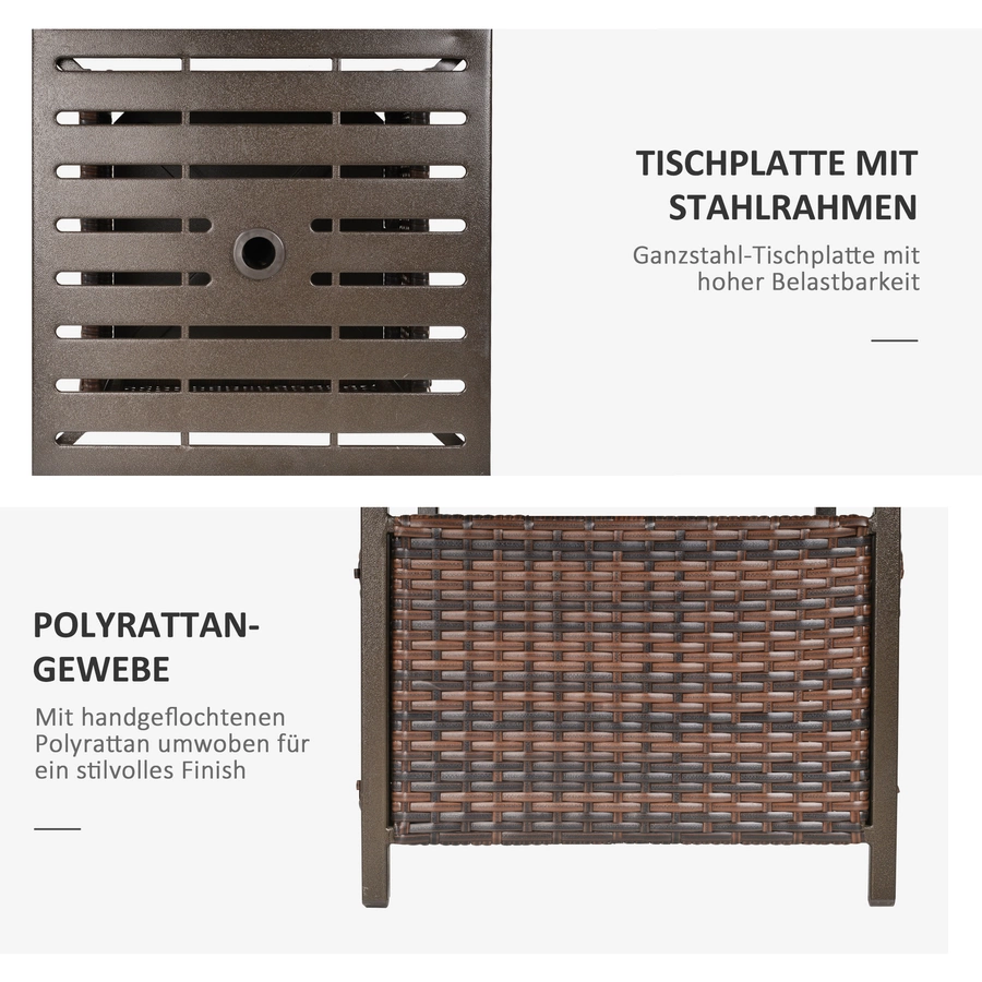 Outsunny Gartentisch mit Schirmloch braun