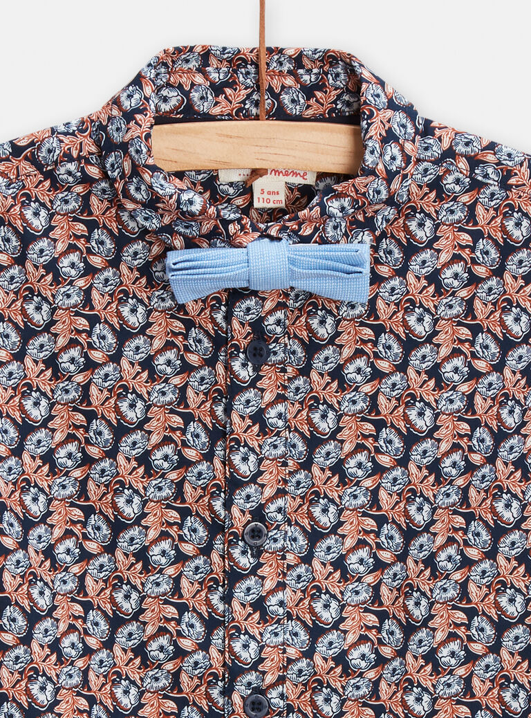 Chemise imprimé fleuri avec nud papillon pour garçon