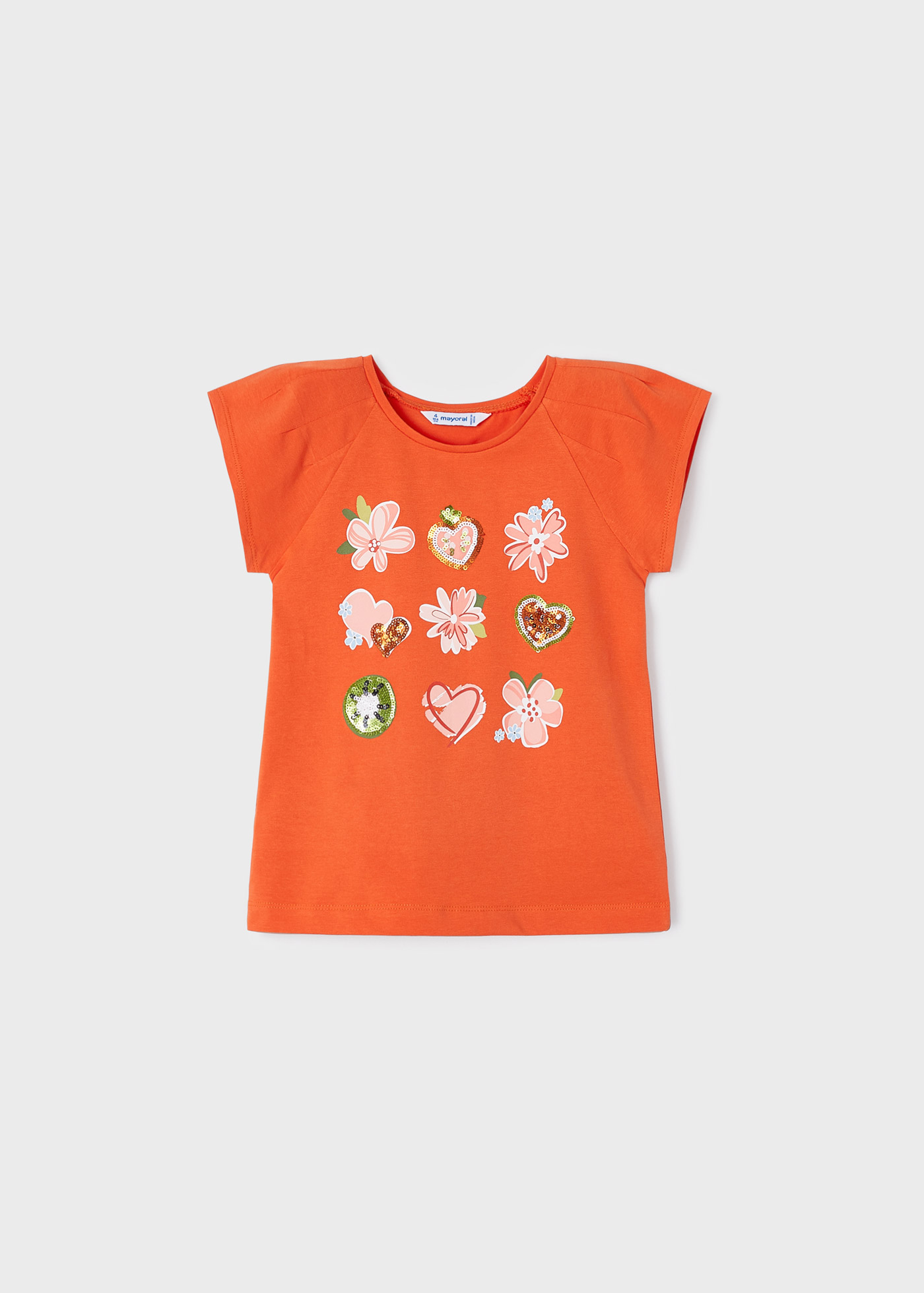 Camiseta de algodão de manga curta com estampa para meninas