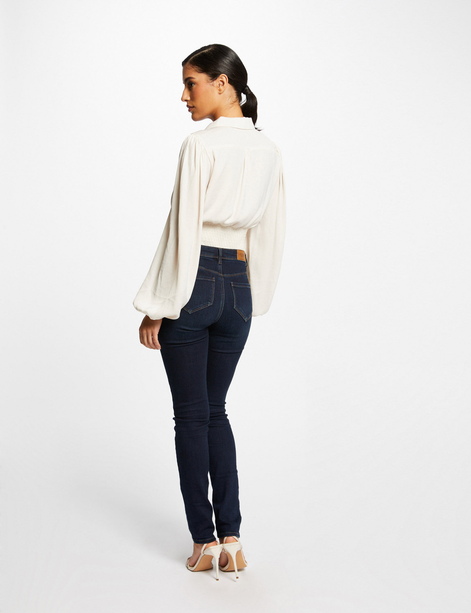 Blouse manches longues bouffantes ecru moyen femme - ecru_moyen