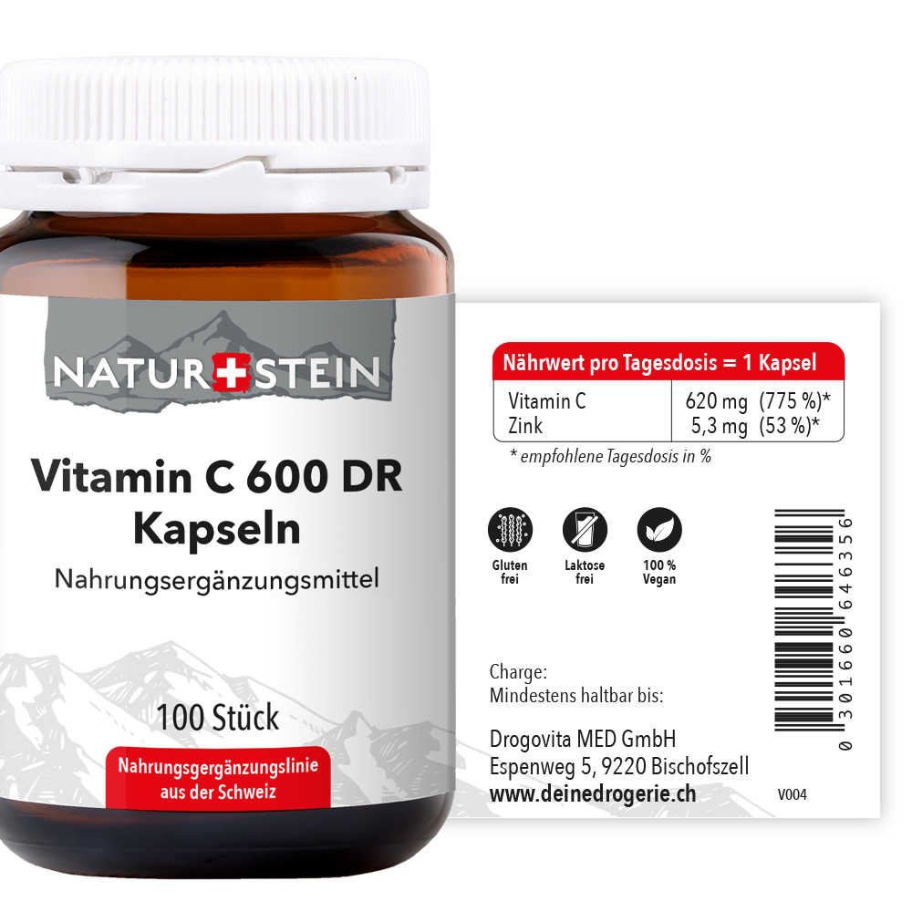 NATURSTEIN Vitamin C 600 DR Kaps Glasfl 100 Stk