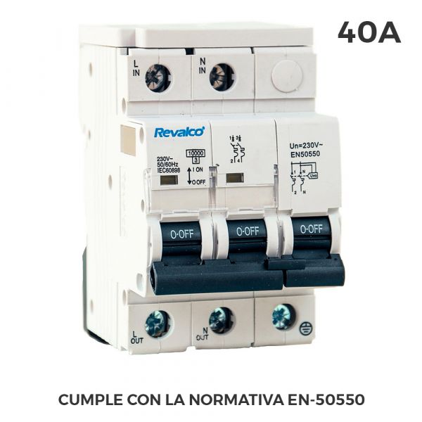 revalco Iga 2P 40A C 10KA Proteção de Sobretensão Cumpre Normativa EN-50550 e Transitorio 5-15KA 275V - ELK02515