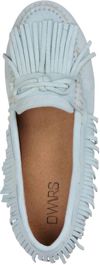 DWRS Parral suède leren mocassins lichtblauw