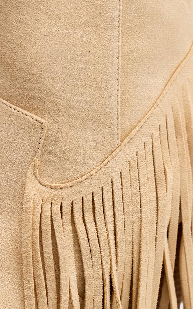 Gris Pierre Bottine Western À Franges En Synthétique