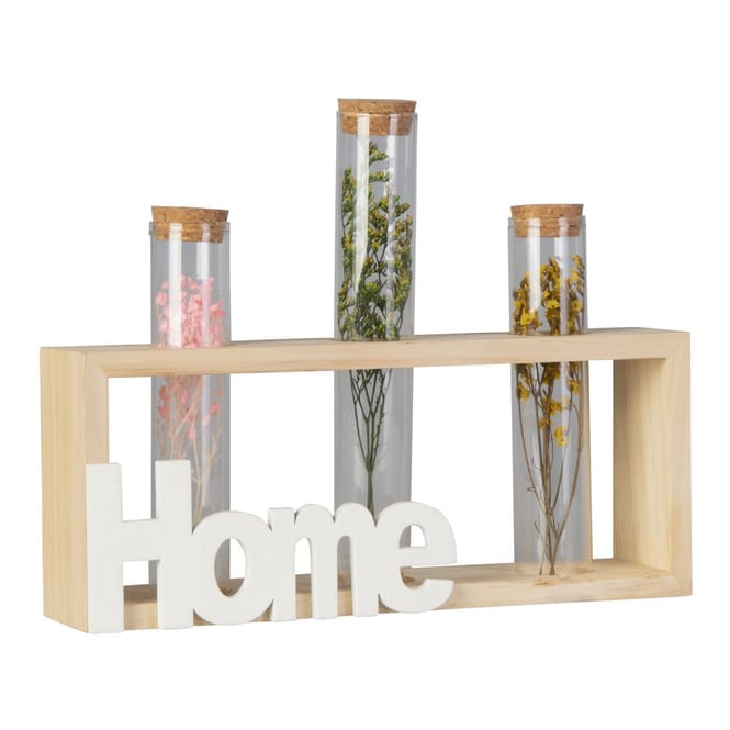 Standdeko - Home - aus Holz und Glas - ca. 24 x 5,5 x 19 cm
