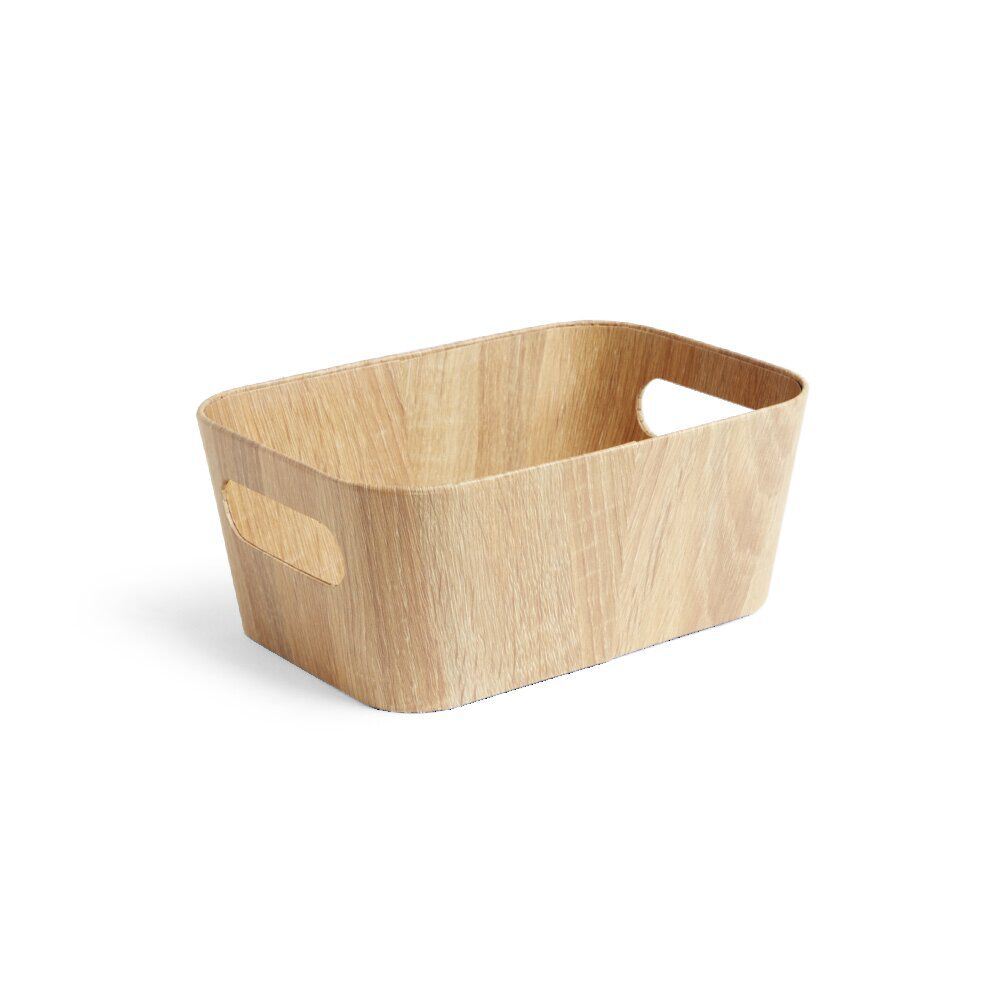 Panière carton et papier imitation bois 26x18xH11cm