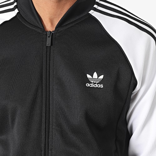 Veste Zippée A Bandes SST IK7025 Noir Blanc