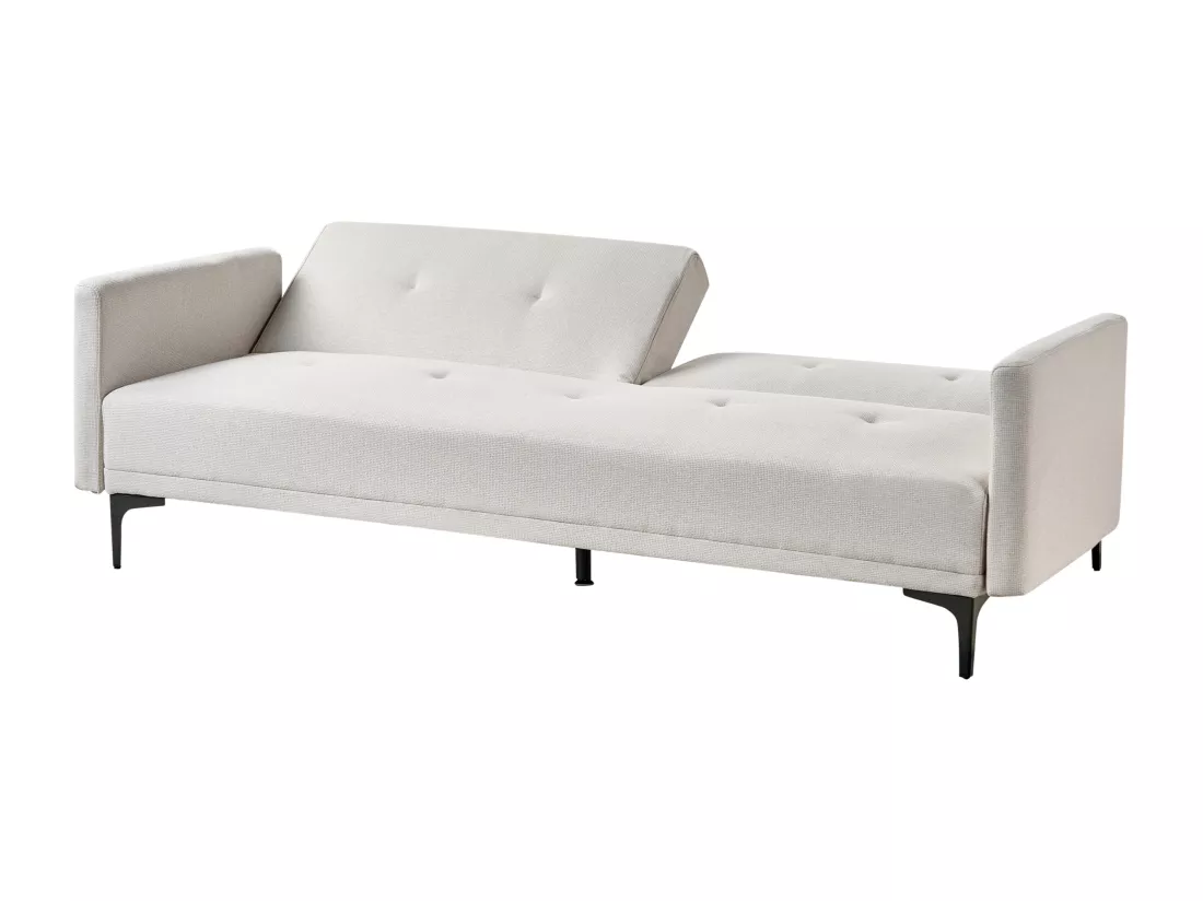 Canapé convertible 3 places en tissu beige clair LUCAN