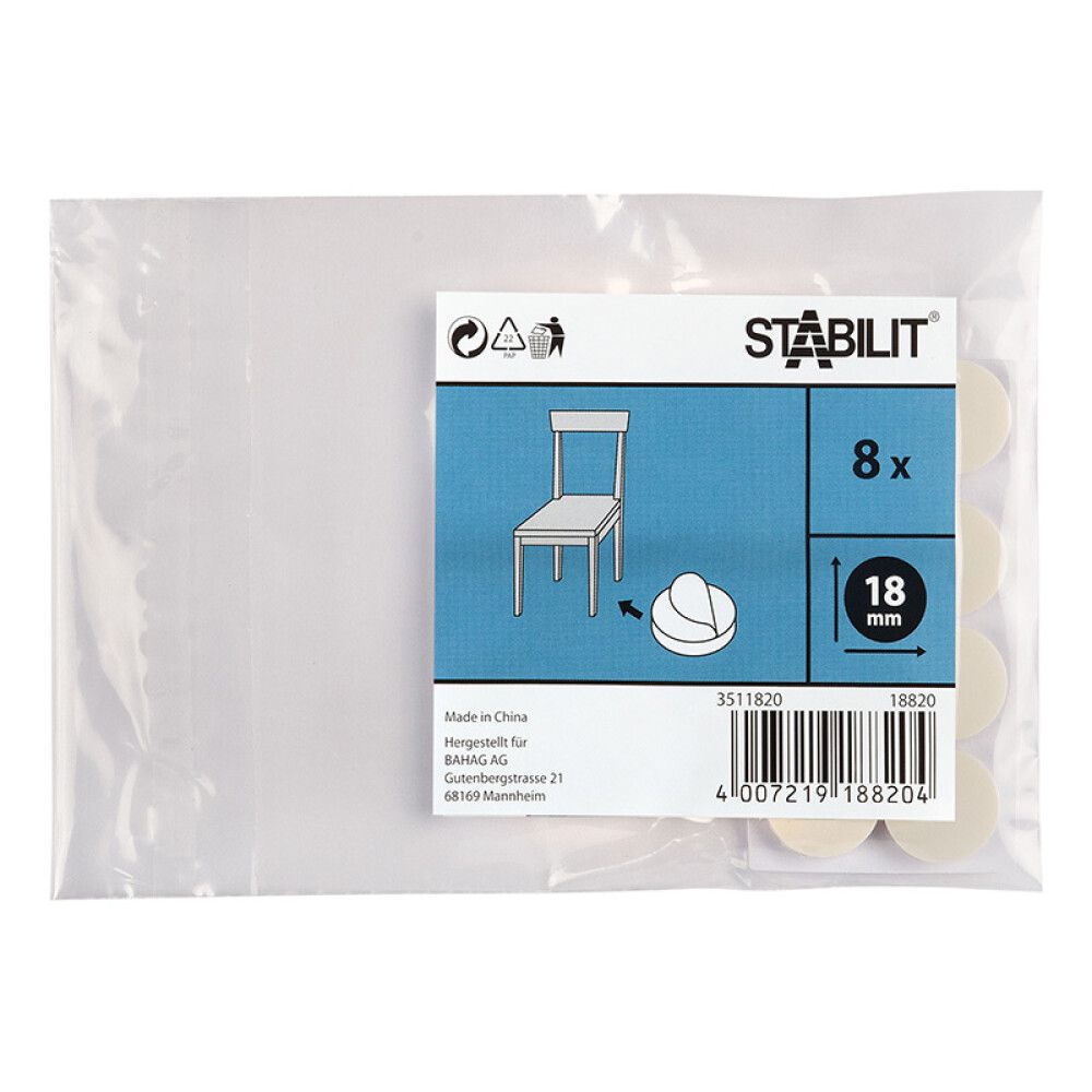 MØBELKNOTTER STABILIT TEPPE HVIT 18MM 8STK