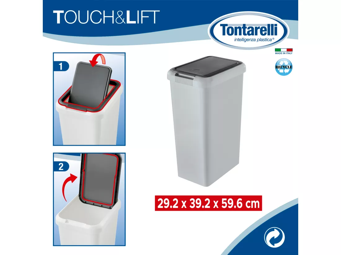 Lot de 2 poubelles 45L gris