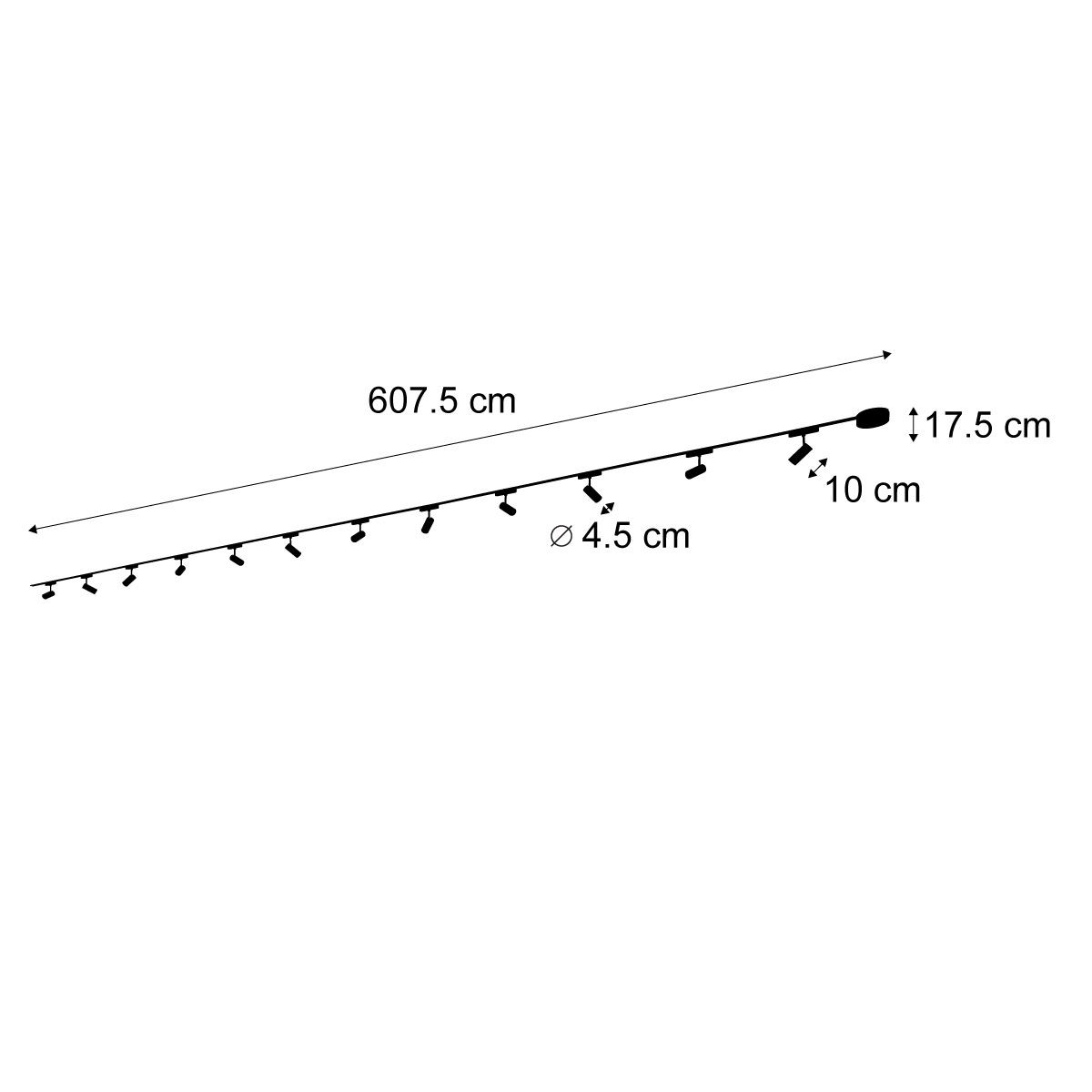Modern railsysteem met 12 spots zwart 1-fase 600 cm - Magnetic Gert