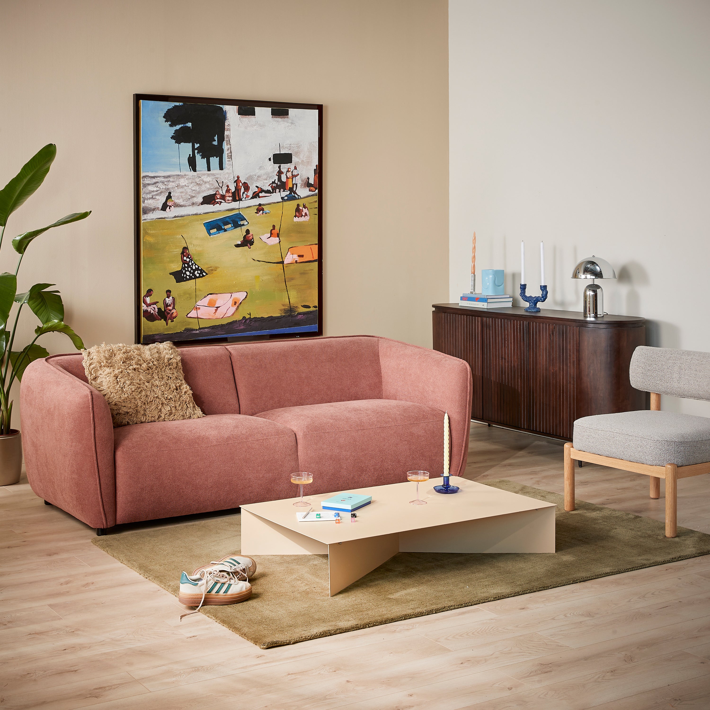 by fonQ Soft 3-zitsbank - Micro Chenille - Oud Roze