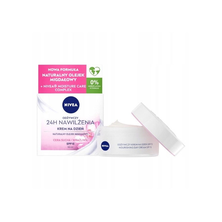 Nivea 24H Hydraterende Gezichtscrème voor de Dag Droge en gevoelige huid 50 ml