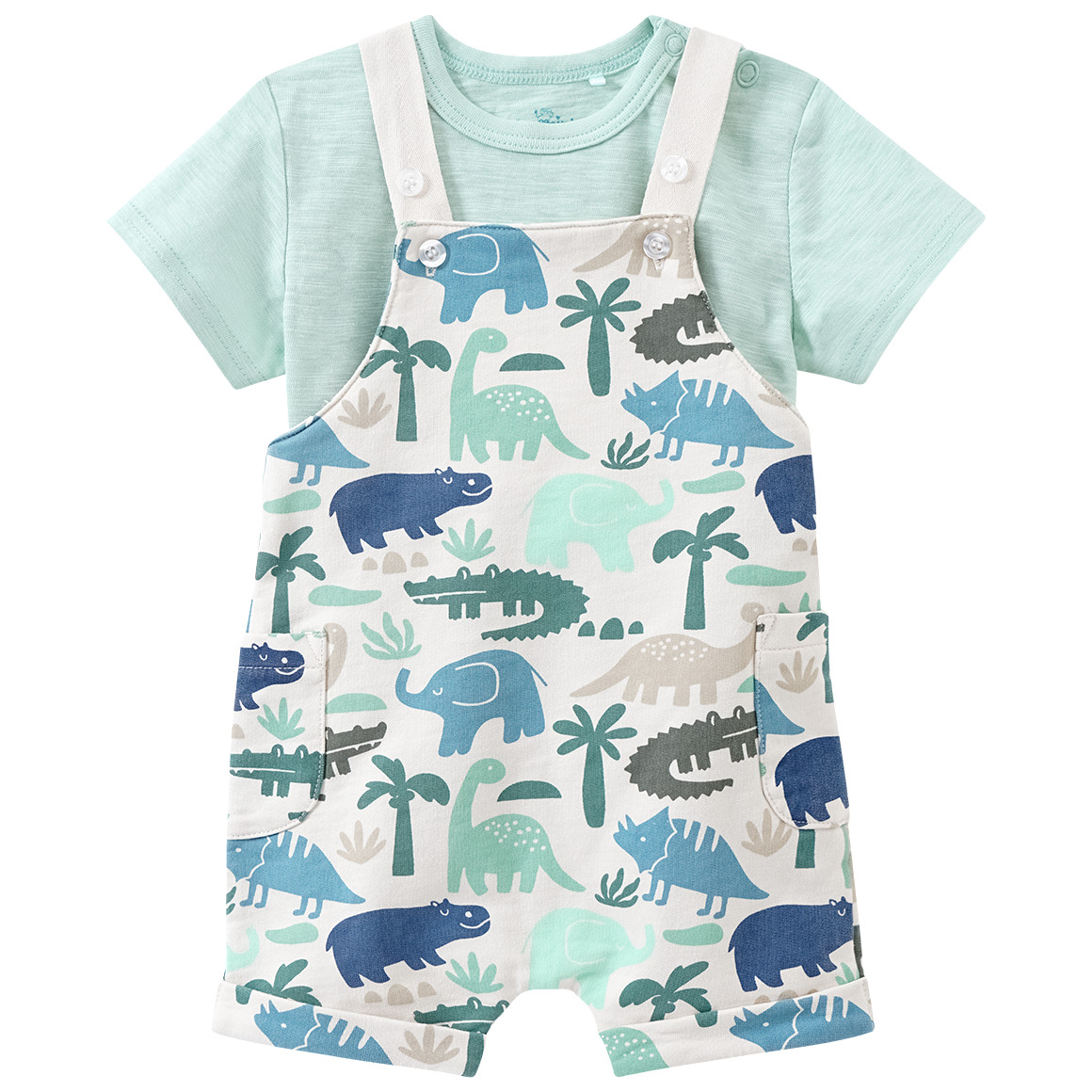 Topomini Newborn T-Shirt und Sweat-Latzhose im Set hellbeige / mint