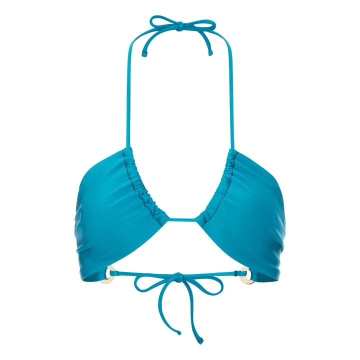 Alma Deia Maillot de bain Triangle Inversé Froncé à Nouer | Bleu Vert
