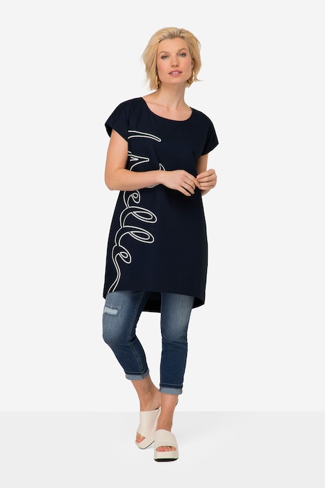 Kleid, Straight Fit, Rundhals, seitlicher Schriftzug Welle