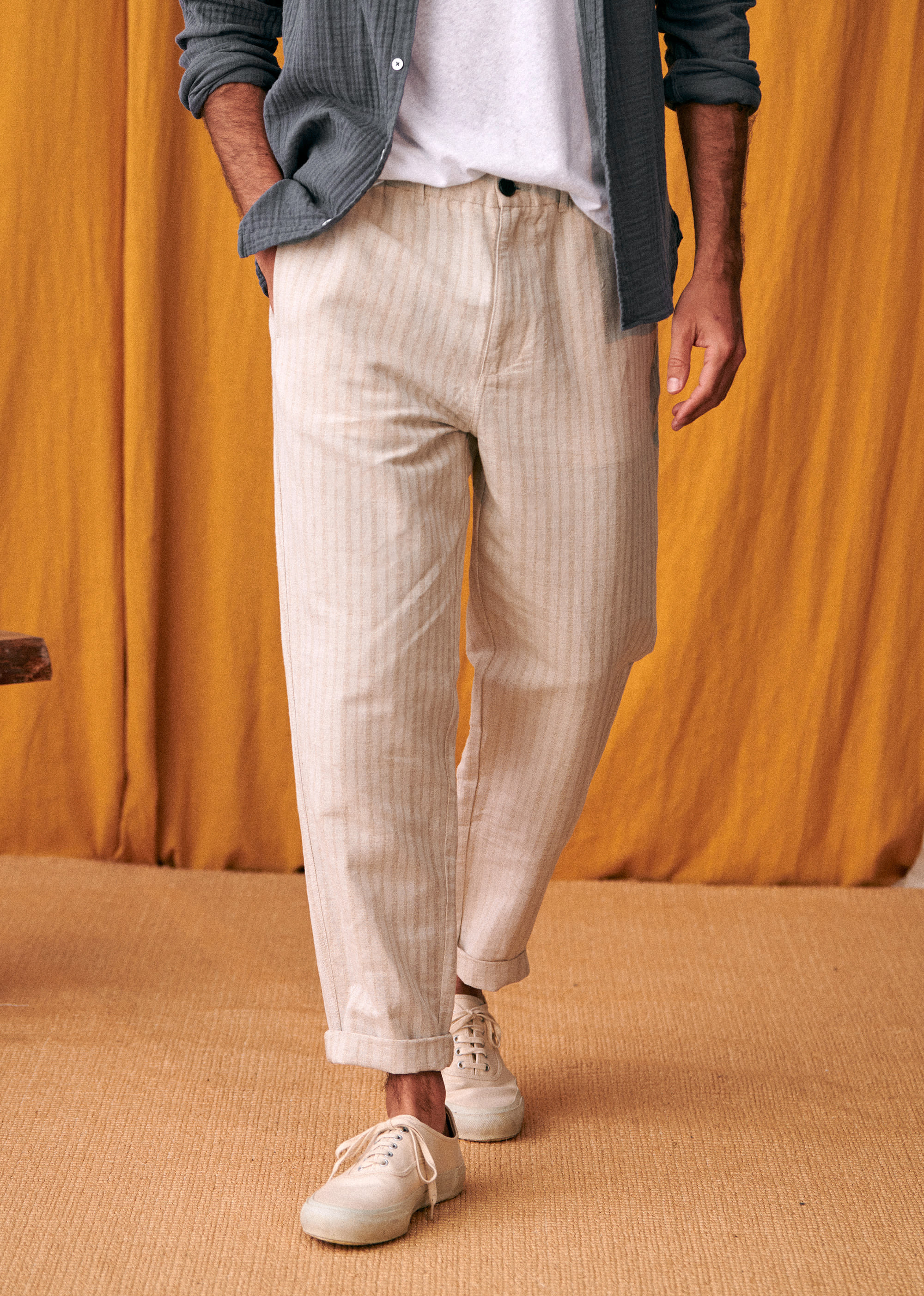 Pantalon Shane - Beige rayé - E-SHOP/BAS Pantalons 5905608