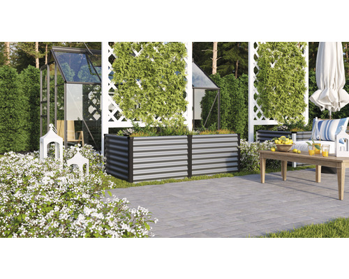 Klassieke verhoogde tuinbak Vitavia Linus 630 96,2 x 187,7 x 63,2 cm granietzwart