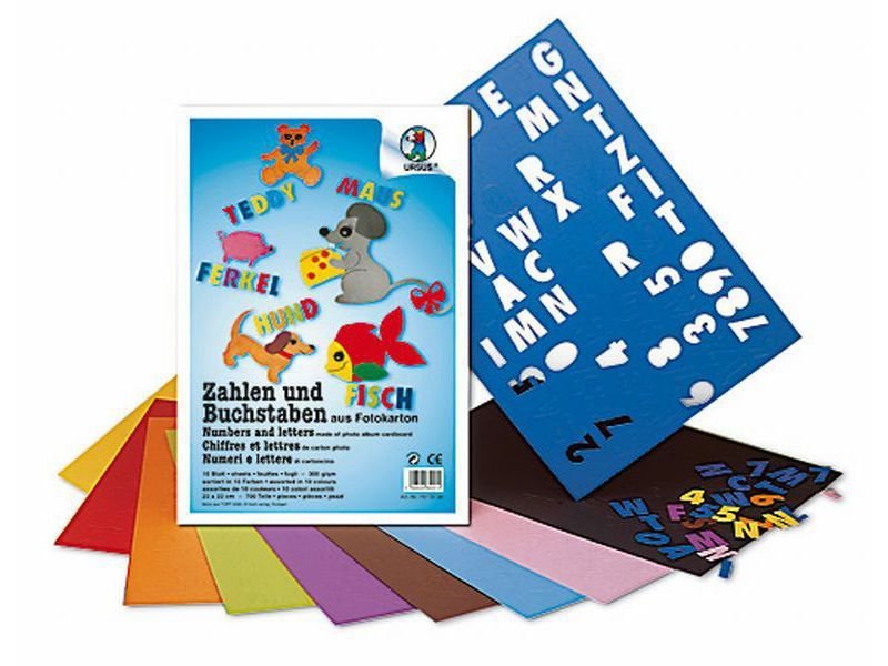 Fotokarton Zahlen/Buchstaben, farbig