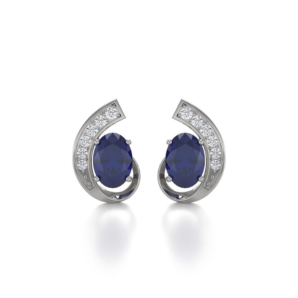 Boucles d'oreilles ADEN Or 585 Blanc Saphir et Diamants 2.10grs