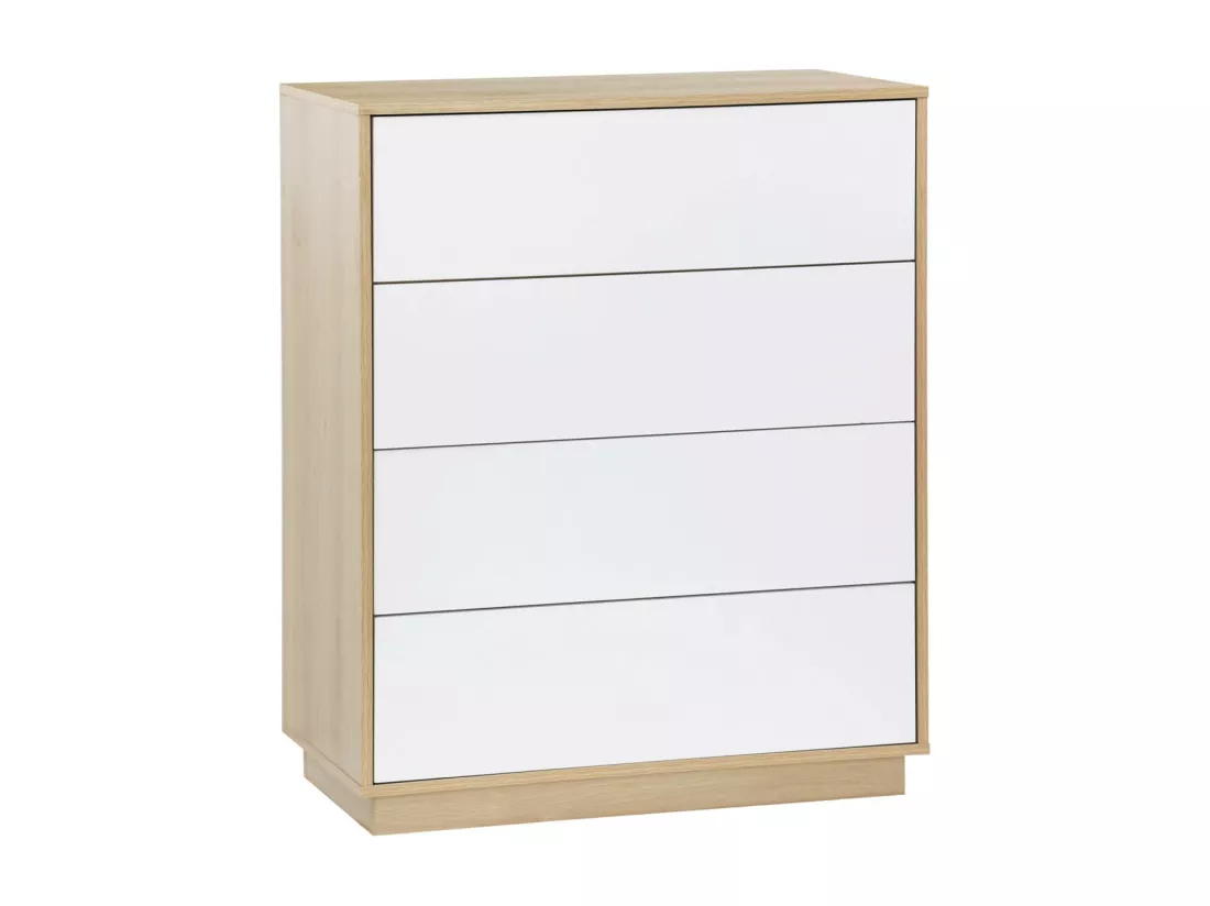 Commode de rangement 4 tiroirs effet bois bicolore