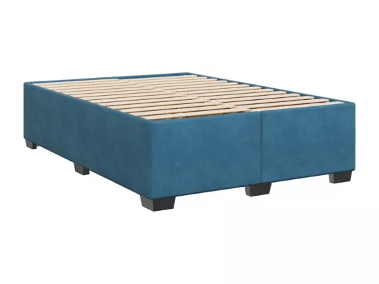 Sommier à lattes de lit et matelas bleu 160x200 cm velours
