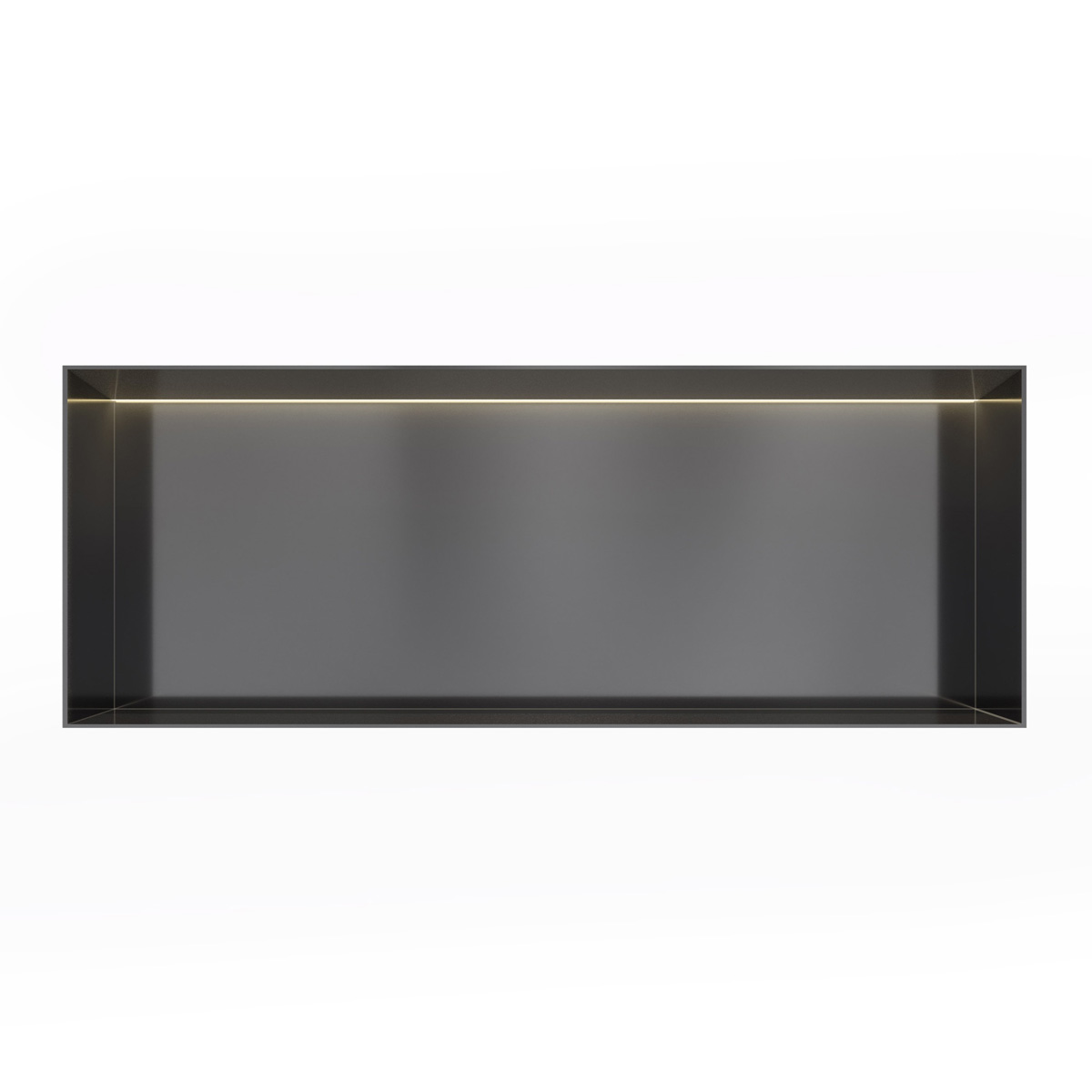 Hotbath &More frameless inbouwnis met verlichting 30x80x10cm geborsteld zwart PVD
