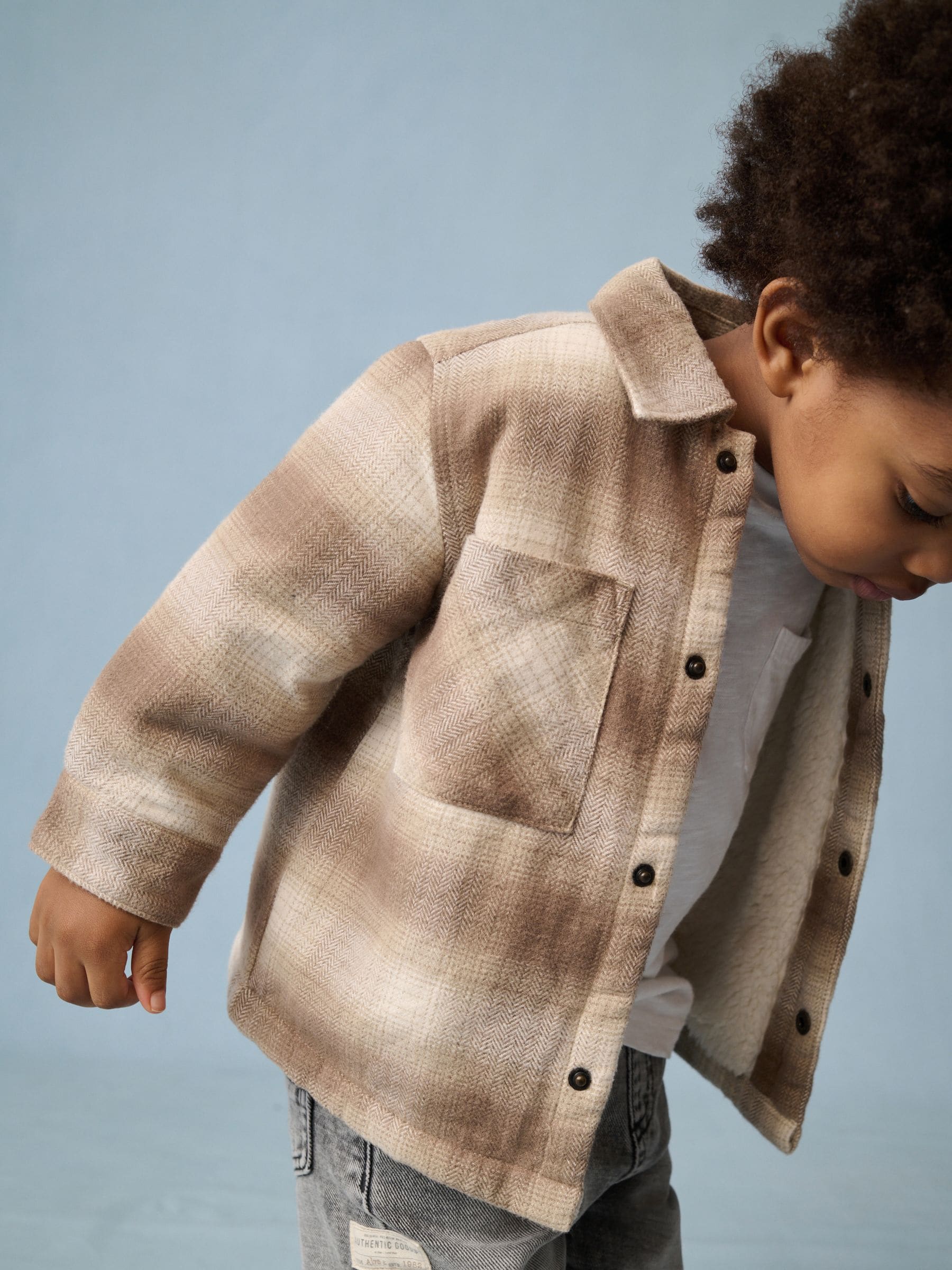 Neutraal geruit - Geruite shacket met borgvoering (3mnd -7jr)