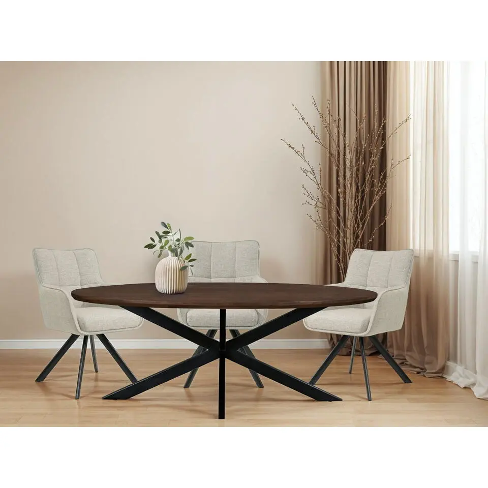 Eettafel Ovaal 240cm - Bruin Mangohout - Matrix-poot - Jesper