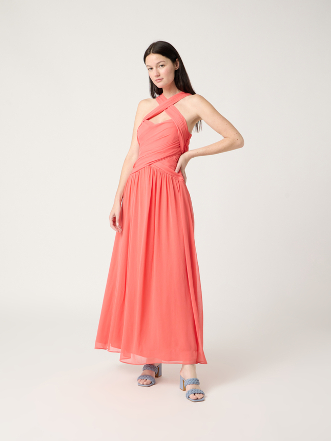 Robe longue drapée