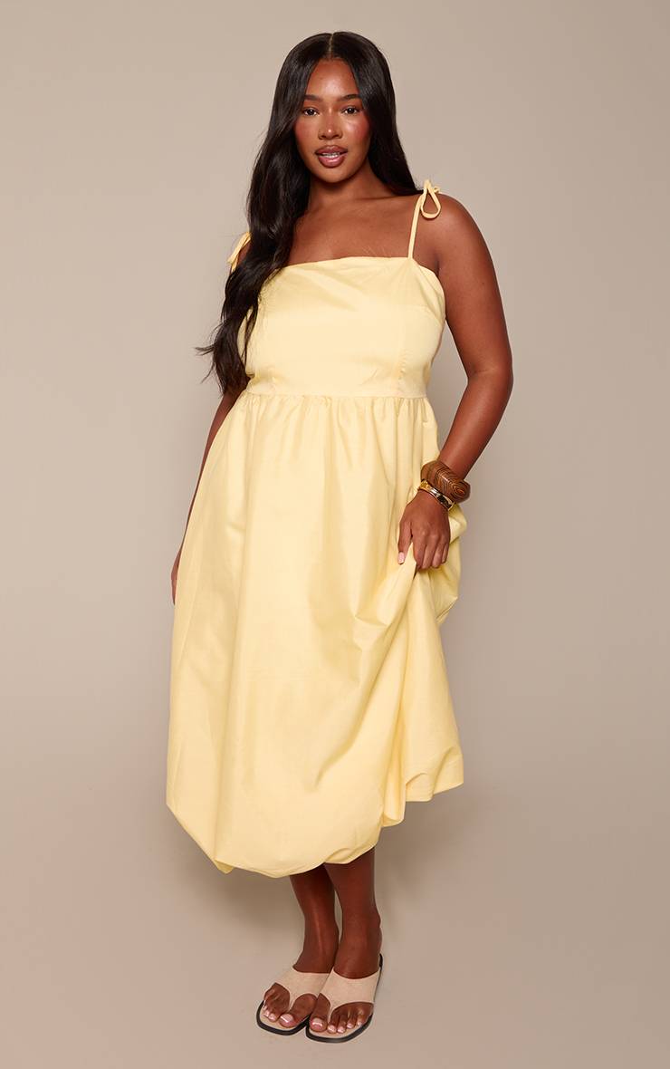 Jaune Robe Maxi Droite Grande Taille Avec Détail Bretelles Nouées