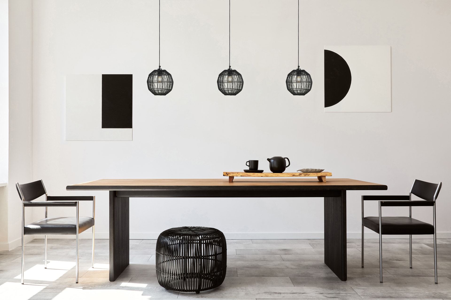 GLOBO Retrofit Pendelleuchte Hermi II 1-flg Schwarz 20cm H.120cm Metall,Geflecht,Matt,höheneinstellbar,Innen