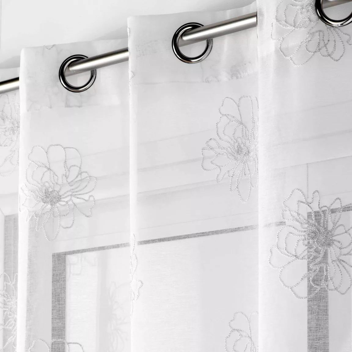 Voilage brodé œillets (140 x 240 cm) Sublimini Blanc