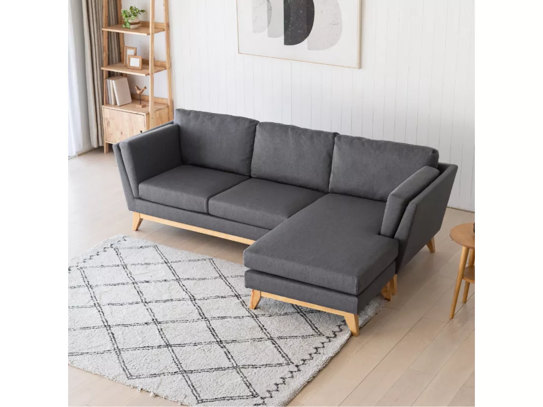 Canapé d'angle réversible 4 places en tissu gris foncé Norden
