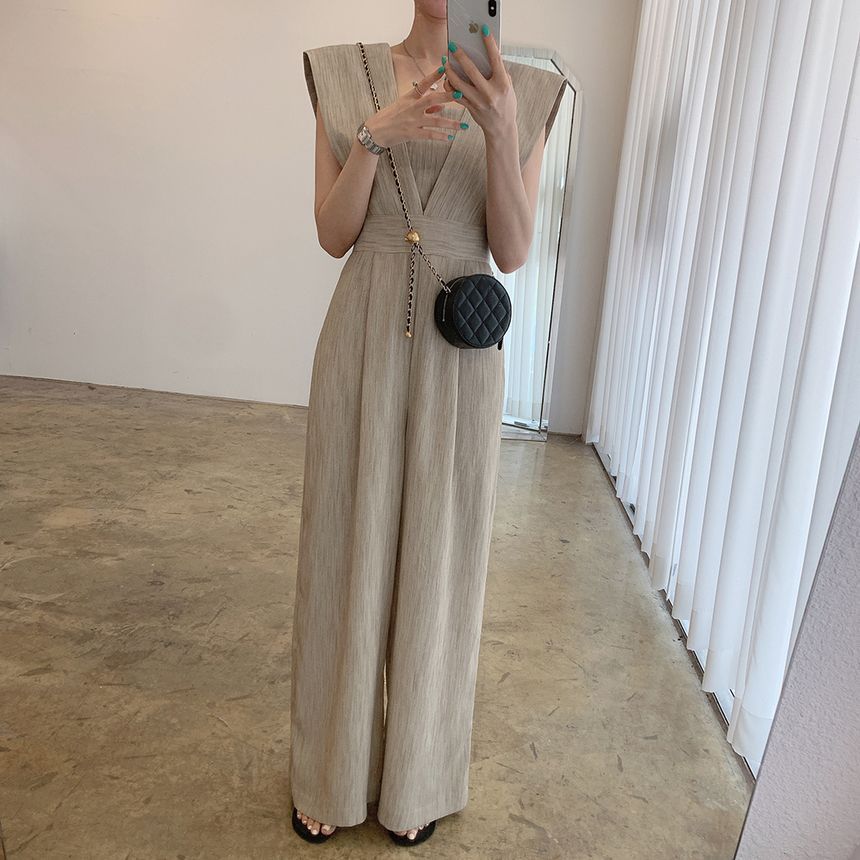 Coris - Mouwloze jumpsuit met wijde pijpen