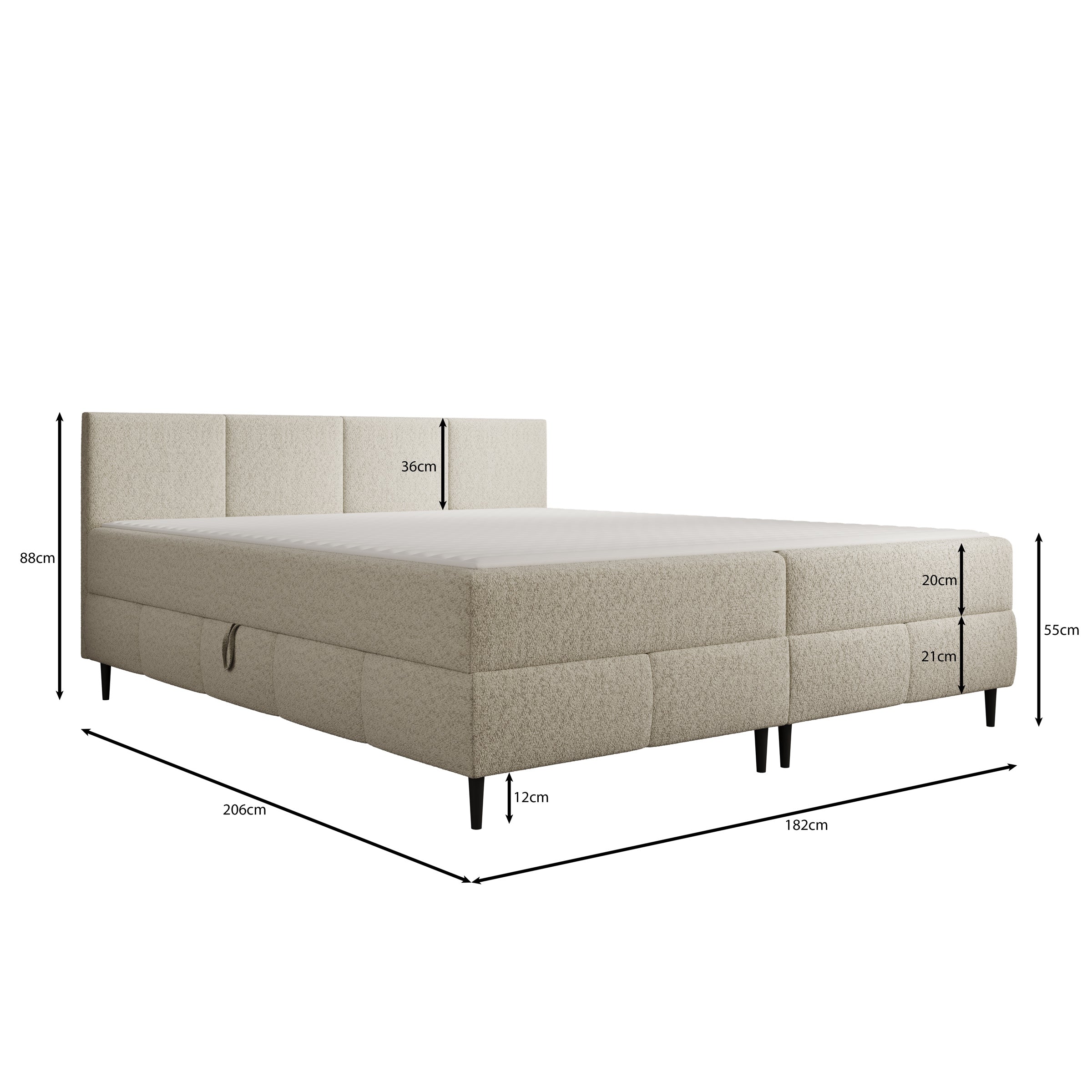 Brisa - Boxspring met opbergruimte - Teddystof beige - 180x200 cm