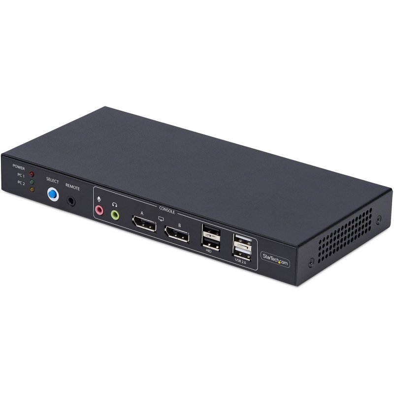 StarTech.com Switch KVM DisplayPort 2 Ports avec Matrice Vidéo Double Vue, 4K 60Hz, Hub 4x Ports USB, Commutateur KVM, Commutation par Touche de Raccourci, Matrice KVM DP 1.2, Conforme TAA