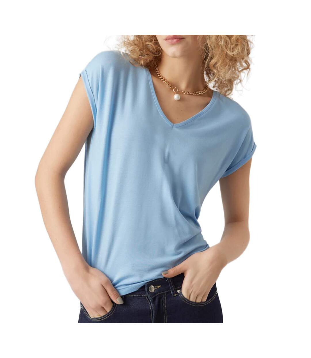 T-shirt Bleu Clair Femme Vero Moda Ava