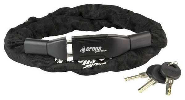 ANTIVOL VELO CHAINE A CLE CROPS DIAM 6mm L1.10m NOIR - COMPATIBLE AVEC ALARME SONORE 159964