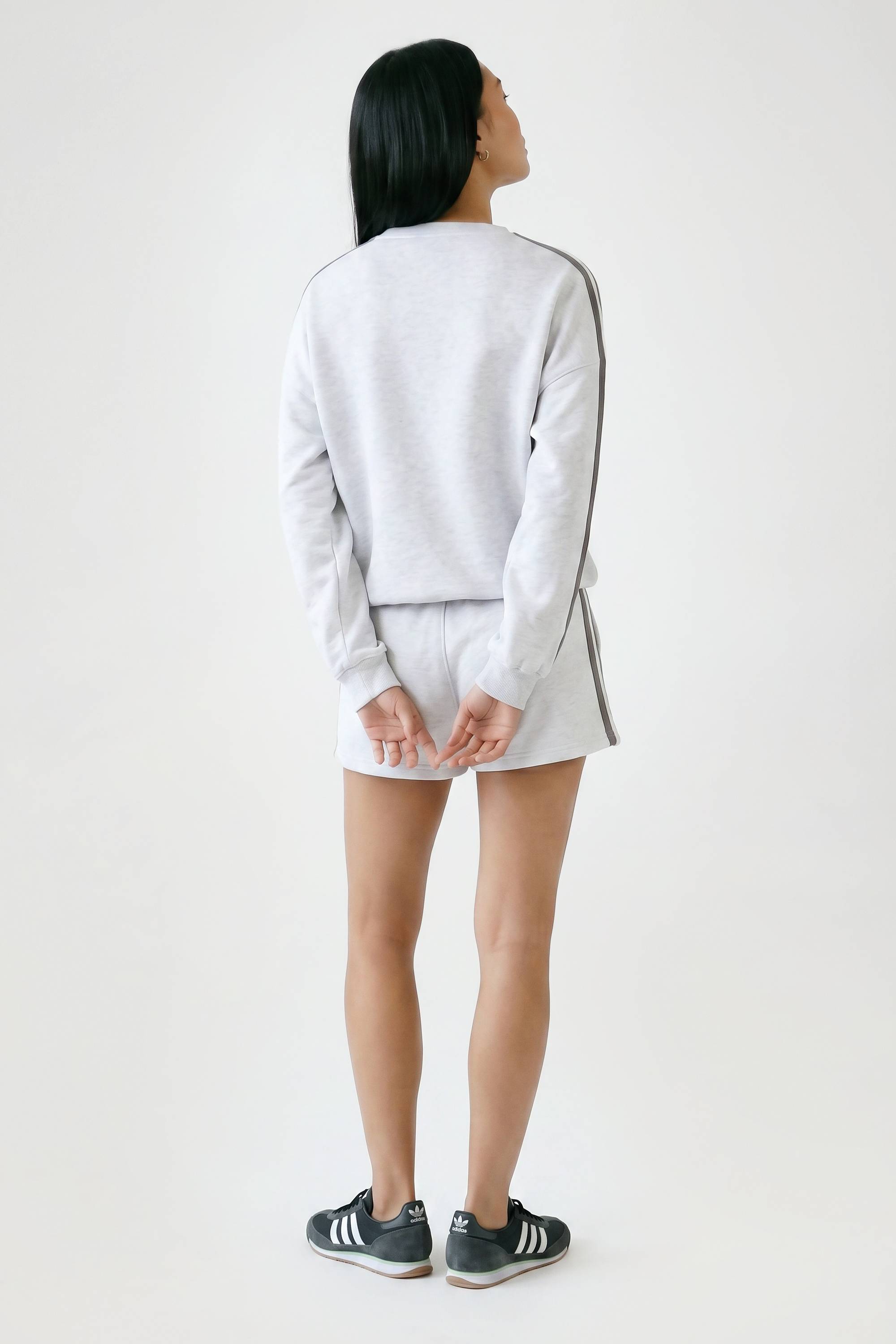 boohoo Ensemble De Survêtement Sweat-shirt Et Short À Détail Double Bande