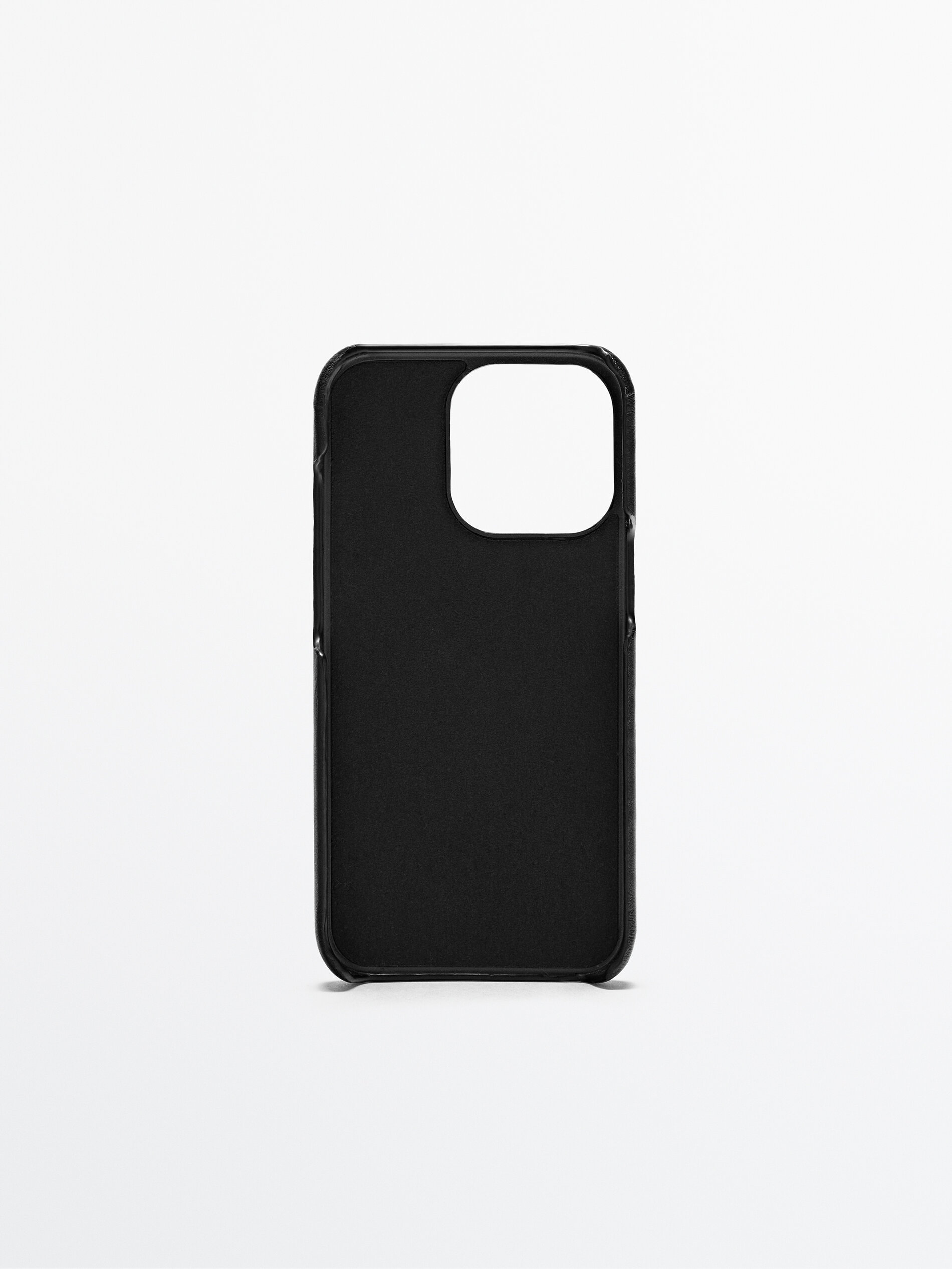 Capa de couro para iPhone 13 Pro com porta-cartões - PRETA