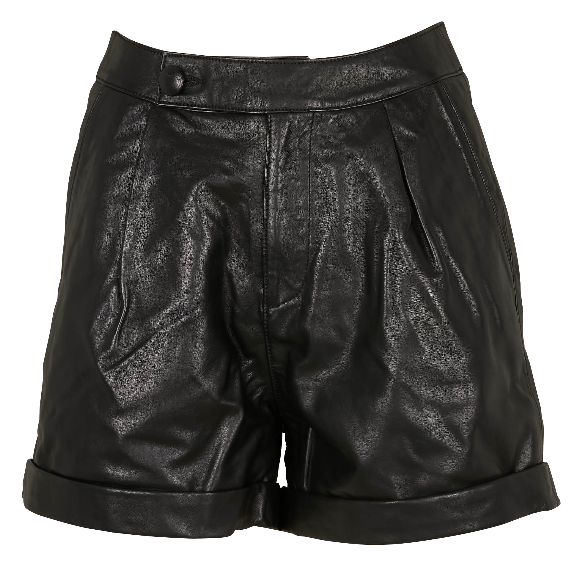 ZEMIRA - Short droit en cuir| Noir