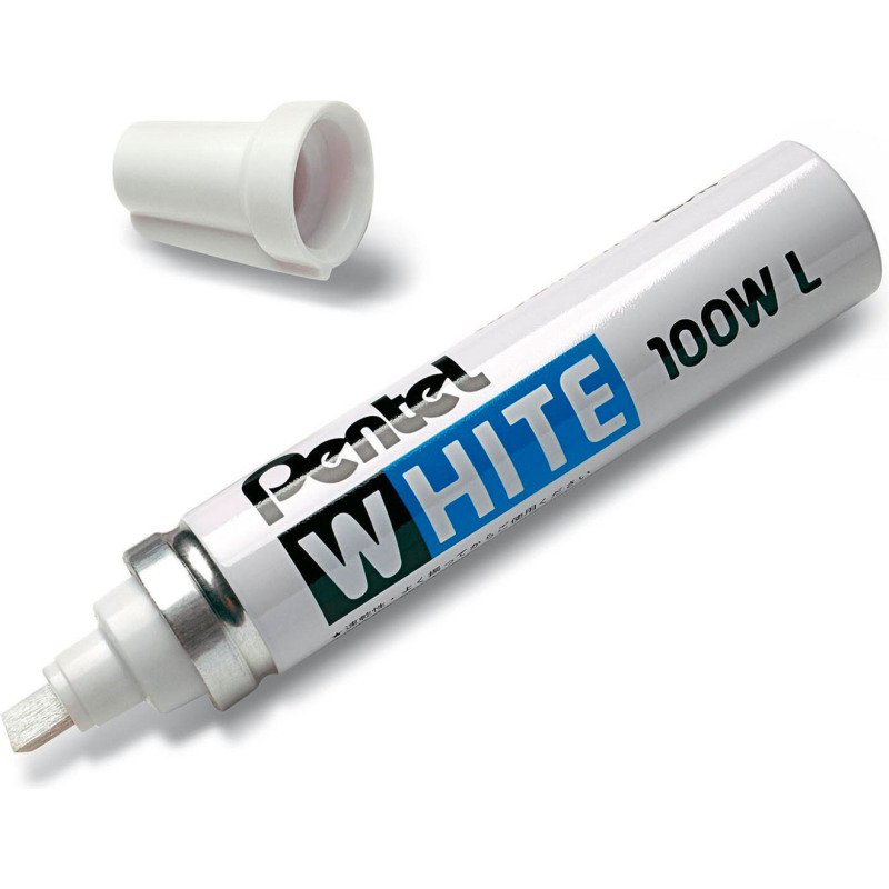 Marqueur permanent Pentel White 100W L pointe biseautée 5,5 mm