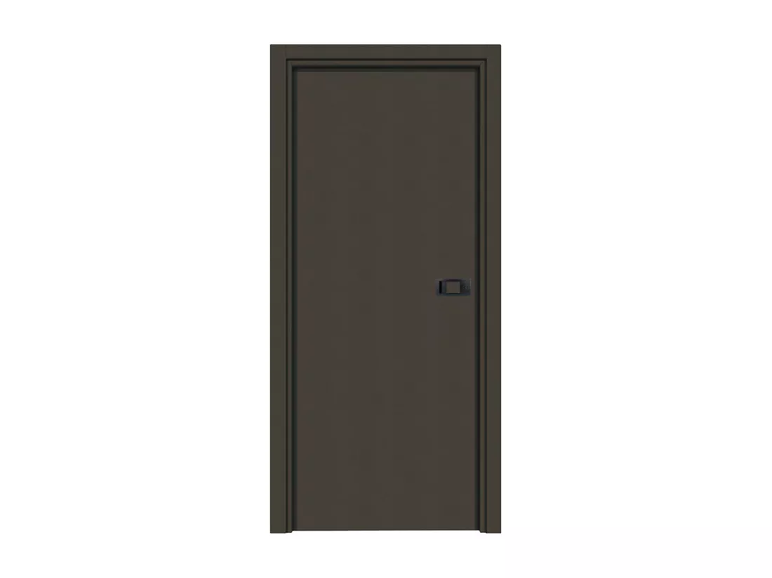 Bloc-porte pose fin de chantier collection Premium Miro avec poignée Exclusive noire, H.204 x l.73 cm, aspect cuir basalte, réversible