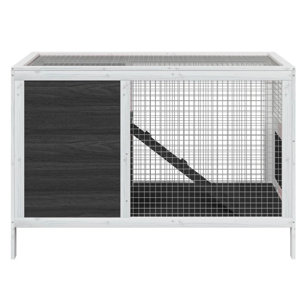 Clapier gris 103x44x69,5 cm bois de pin massif