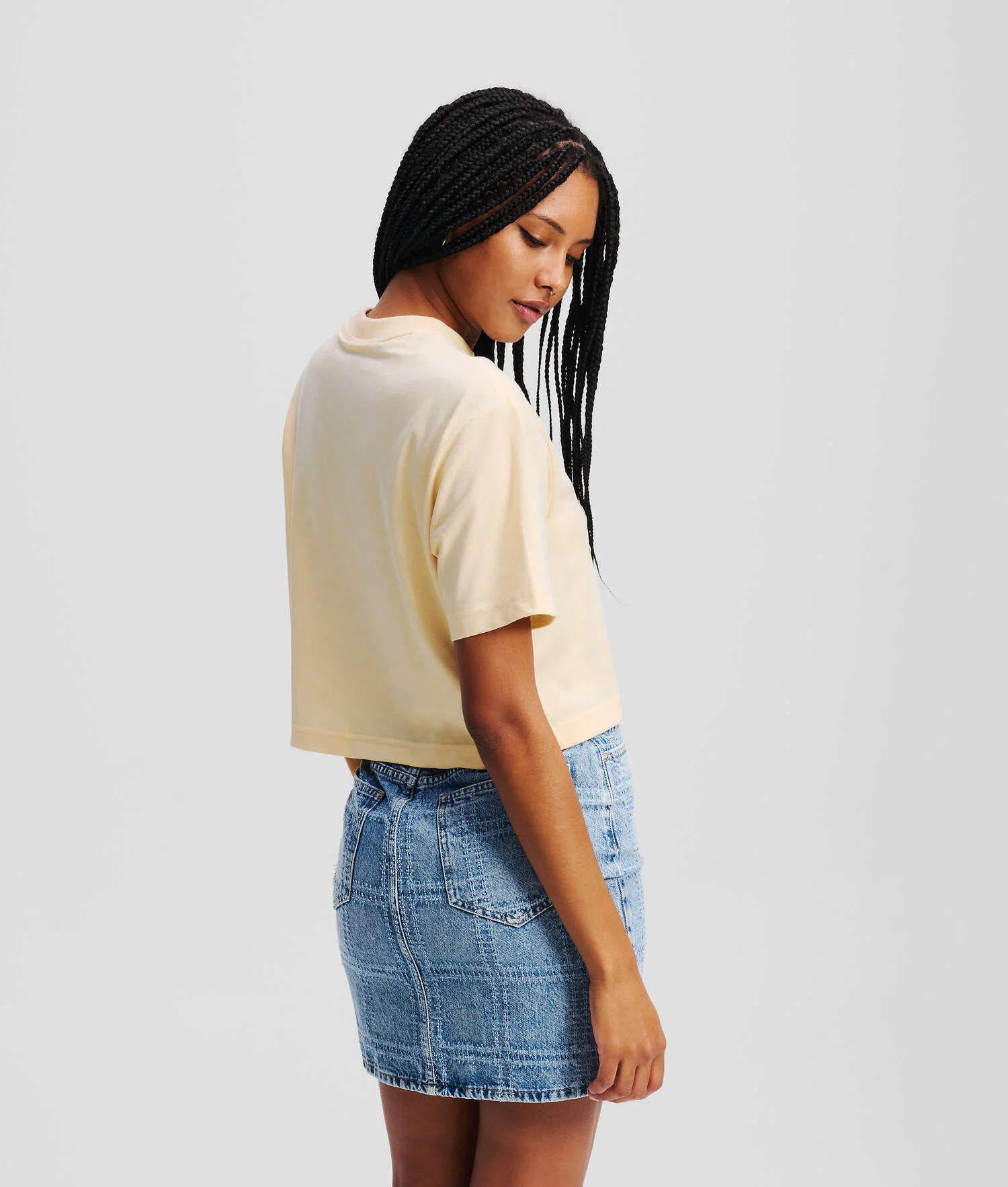 T-SHIRT CROPPED KLJ MONOGRAM - Frêne de bois